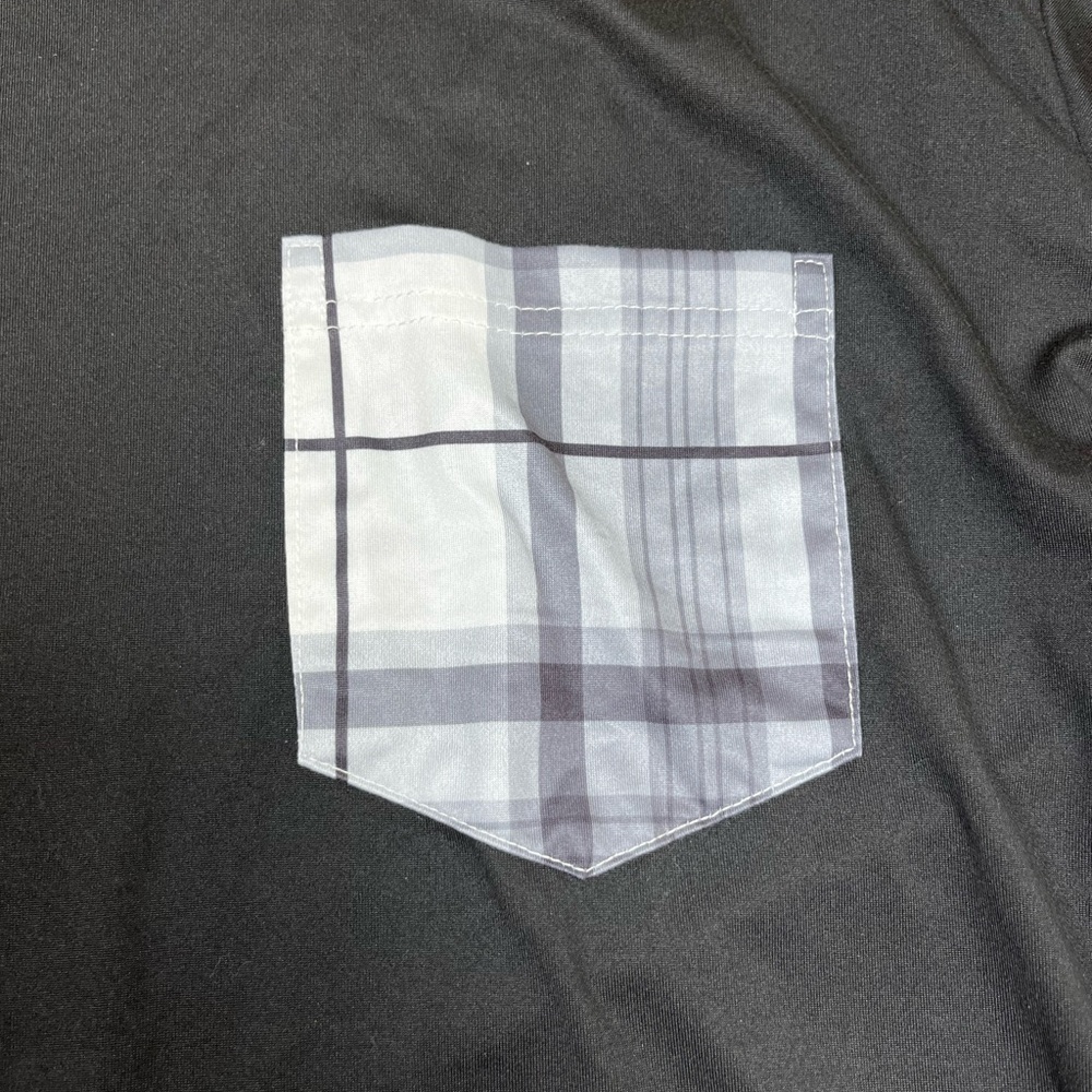 New Women's Black Polyester T-Shirt With Plaid Pocket Size 4XL - Picture 3 of 9